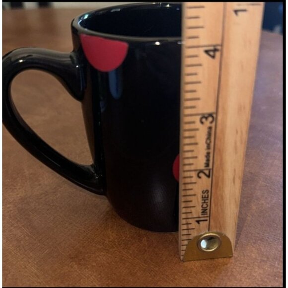 Set Of 3 Ceramic Mugs: Black With Red Dots Black Pinstripe Solid Black - Picture 9 of 11